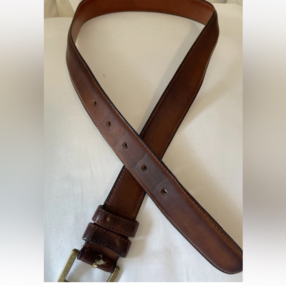 COACH Authentic Glove Leather Belt Mens Sz 34 85 Honey Brown Brass Buckle 7603 - Picture 10 of 13